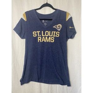 Nike St. Louis Rams Football Women's V-Neck Shirt Short Sleeve Blue size L